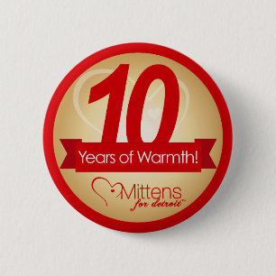 Badge Rond 5 Cm 10 ans de chaleur avec des mitaines pour le Pin de
