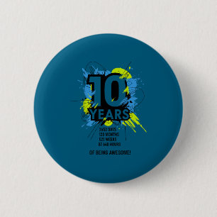 Badge Rond 5 Cm 10 Ans de Génial 10e Anniversaire Fille Garçon D