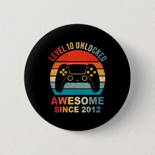 Badge Rond 5 Cm 10 Déverrouillé Awesome 2012 jeu vidéo 10e anniver