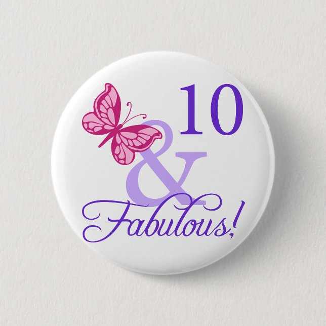 Badge Rond 5 Cm 10 Et Fabuleux Anniversaire (Devant)