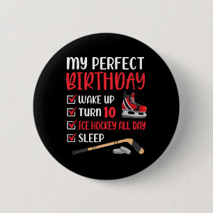 Badge Rond 5 Cm 10 Year Old Ice Hockey Birthday Party 10e Boy Bda