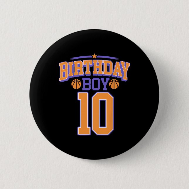 Badge Rond 5 Cm 10e anniversaire Boy Basketball Lover 10 ans Bd (Devant)