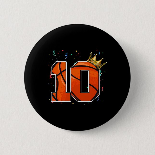 Badge Rond 5 Cm 10e anniversaire Bysketbyll Grand nombre 10 ans Bo (Devant)