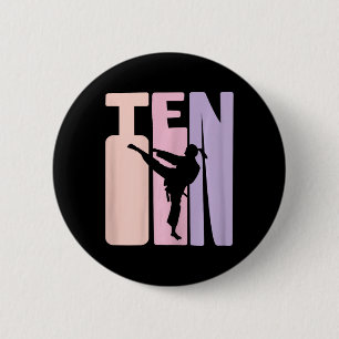 Badge Rond 5 Cm 10e anniversaire Cadeau Karate Retro Taekwondo Mar