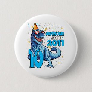 Badge Rond 5 Cm 10e anniversaire Dinosaur 10 ans Garçon Enfants