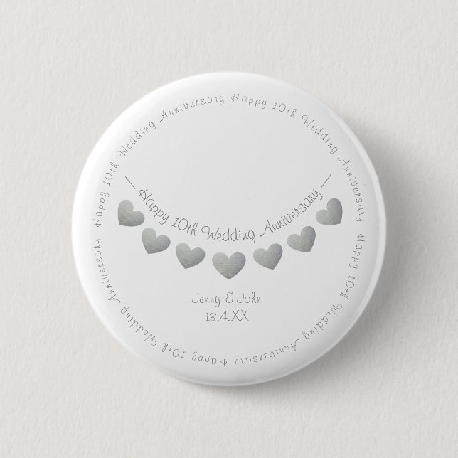 Badge Rond 5 Cm 10e anniversaire du Mariage étain/aluminium (Devant)