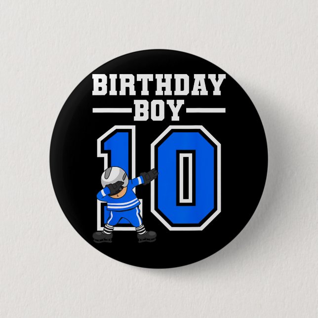 Badge Rond 5 Cm 10e anniversaire Garçon Hockey sur glace Enfants 1 (Devant)