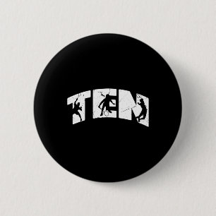Badge Rond 5 Cm 10e anniversaire Retro Badminton 10 ans Boy Gir