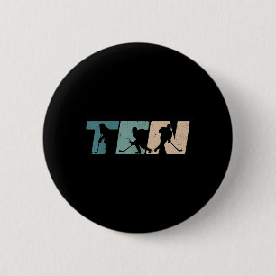 Badge Rond 5 Cm 10e anniversaire Retro Hockey sur glace 10 ans Boy