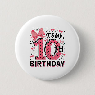 Badge Rond 5 Cm 10e Coquette Anniversaire Fille 10 ans Coqu