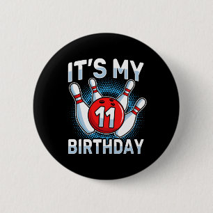 Badge Rond 5 Cm 11 Ans Bowling 11e Anniversaire Fête Garçons Fille