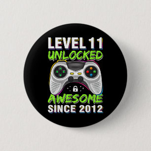 Badge Rond 5 Cm 11ans Anniversaire Fils Garçon Amusant Joueur 11e