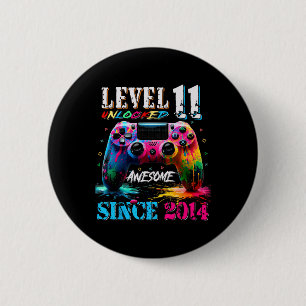 Badge Rond 5 Cm 11e anniversaire garçon niveau 11 déverrouillé stu