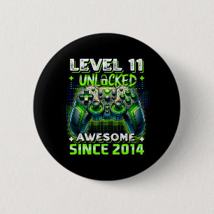 Badge Rond 5 Cm 11e anniversaire Garçon niveau 11 Jeu 11 ans Jeu v