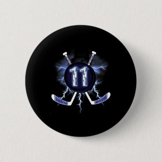Badge Rond 5 Cm 11e anniversaire - Hockey sur glace 11 ans