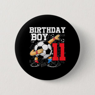 Badge Rond 5 Cm 11e anniversaire pour garçons football soccer 11 a