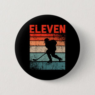 Badge Rond 5 Cm 11e Anniversaire Rétro Hockey sur glace 11 ans Gar