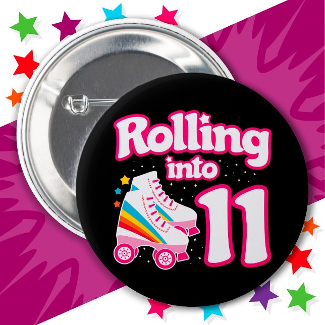 Badge Rond 5 Cm 11e anniversaire Roller Patinage 11 ans (Créateur téléchargé)