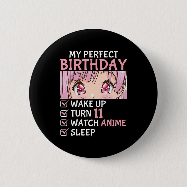 Badge Rond 5 Cm 11e anniversaire Veille Anime 11 ans Anime Ado (Devant)