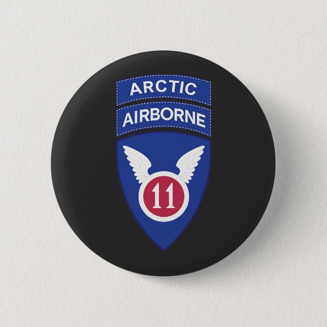 Badge Rond 5 Cm 11e division aéroportée - SSI w Arctic Tab (Devant)