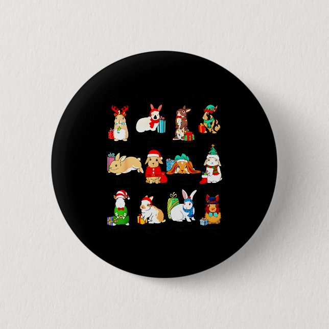 Badge Rond 5 Cm 12 Bunny Of Christmas Bunny Rabbit Christmas Xmas  (Devant)