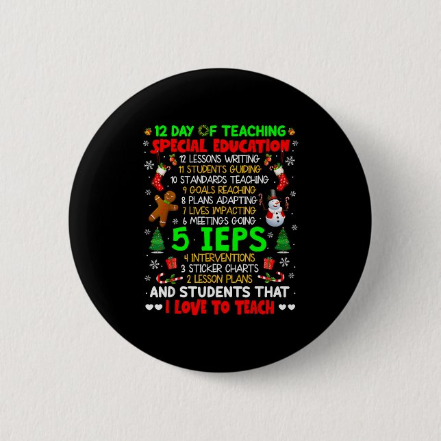 Badge Rond 5 Cm 12 Days Of Teaching Special Education Ieps Sped Te (Devant)