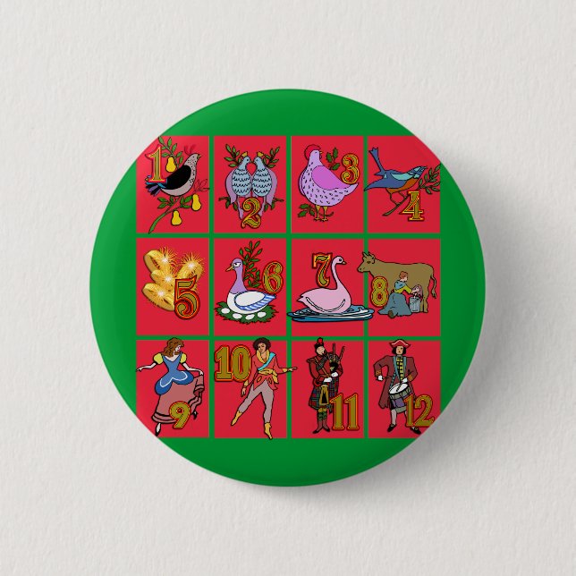Badge Rond 5 Cm 12 jours de T-shirts de Noël, habillement, cadeaux (Devant)