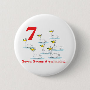 Badge Rond 5 Cm 12 jours sept cygnes a-nager