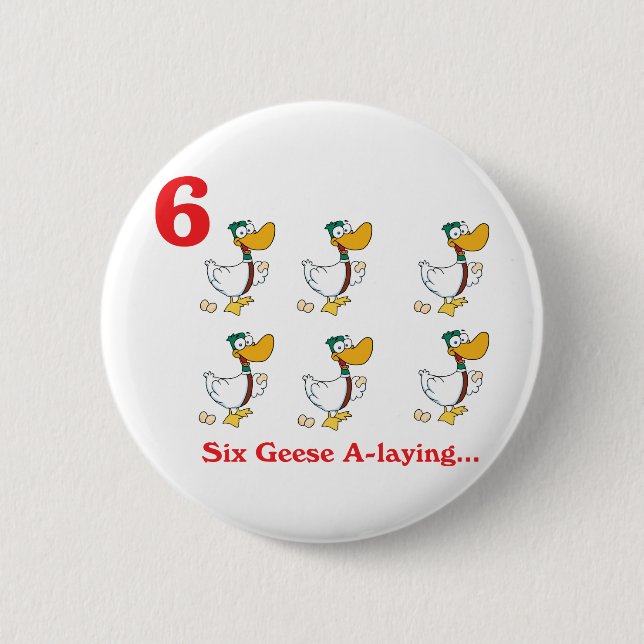 Badge Rond 5 Cm 12 jours six oies pondeuses (Devant)