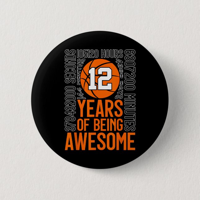 Badge Rond 5 Cm 12 Years Of Being Awesome Sketll 12th Birthday  (Devant)