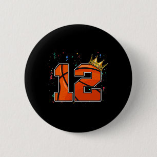 Badge Rond 5 Cm 12e anniversaire Basketball grand nombre 12 ans Bo