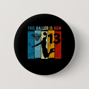 Badge Rond 5 Cm 13 ans Bysketbyll 13e anniversaire garçon