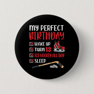 Badge Rond 5 Cm 13 ans de hockey sur glace Anniversaire de fête 13