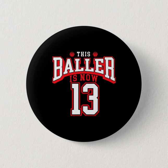 Badge Rond 5 Cm 13e anniversaire de basketball Lover 13 ans Annive (Devant)