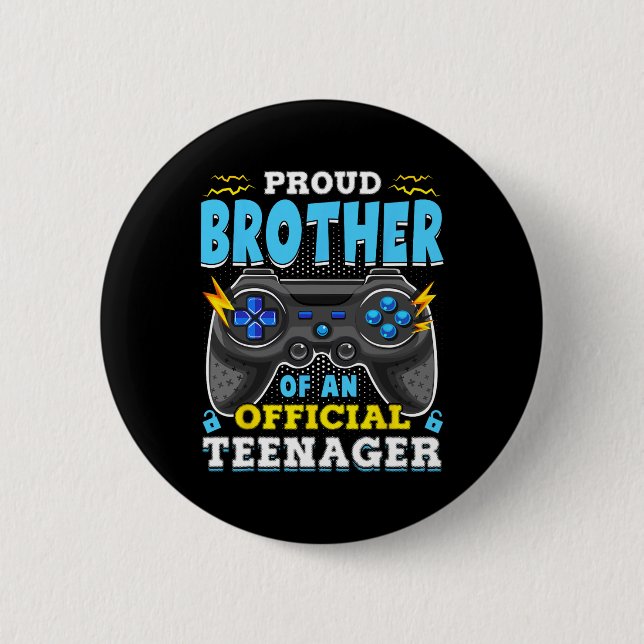 Badge Rond 5 Cm 13e anniversaire Fière Frère Officiel Adolescent V (Devant)