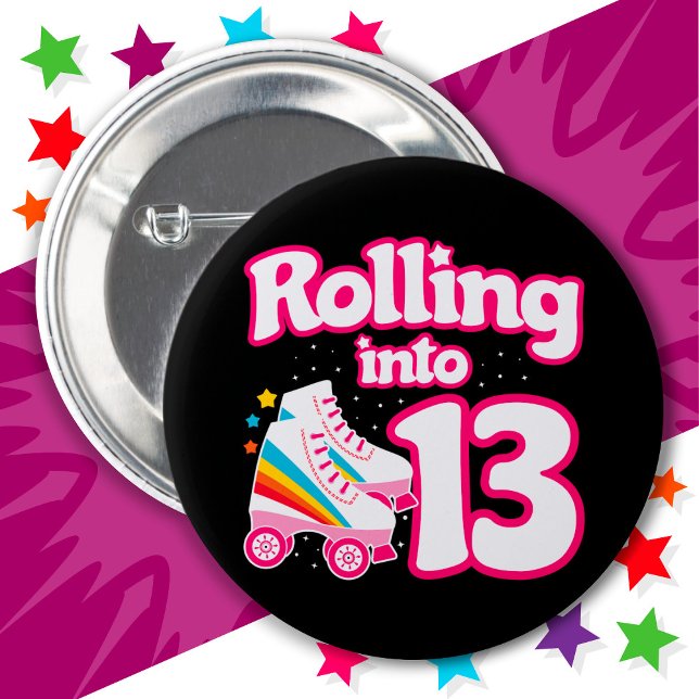 Badge Rond 5 Cm 13e anniversaire Roller Patinage 13 ans (Créateur téléchargé)