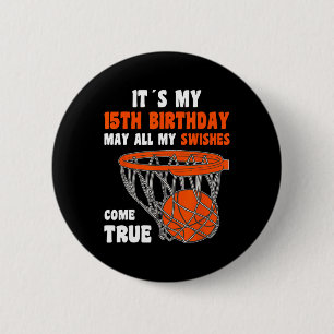 Badge Rond 5 Cm 15 ans Joyeux 15e anniversaire Basketball 15e Bi
