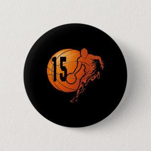 Badge Rond 5 Cm 15e anniversaire amusant Bysketbyll Lover 15 ans G