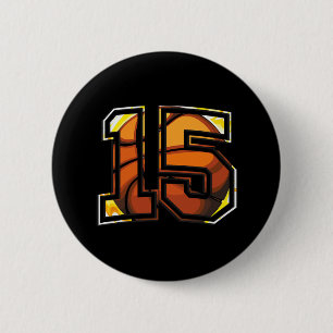 Badge Rond 5 Cm 15e anniversaire de basket-ball cadeau pour le jou