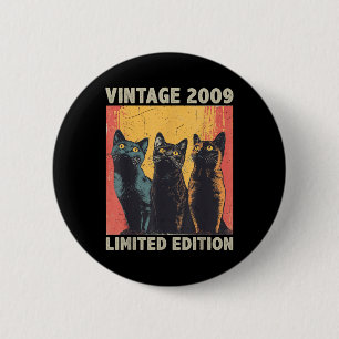 Badge Rond 5 Cm 16 Ans Cadeau Retro Vintage 2009 Amoureux des chat