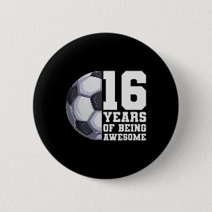 Badge Rond 5 Cm 16 Ans De Football Fantastique Garçons Soccer 16e