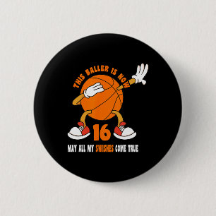 Badge Rond 5 Cm 16 ans Joyeux 16e anniversaire Basketball 16e Bi