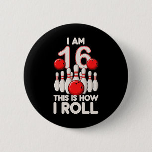 Badge Rond 5 Cm 16 ans Old Bowling Party 16e anniversaire est comm