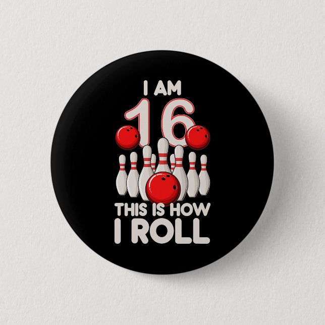 Badge Rond 5 Cm 16 ans Old Bowling Party 16e anniversaire est comm (Devant)