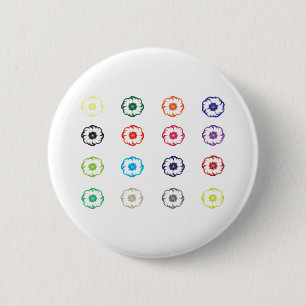 Badge Rond 5 Cm 16 Fleurs
