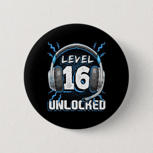 Badge Rond 5 Cm 16 Jeu Vidéo Déverrouillé 16e Anniversaire Jeu Pc