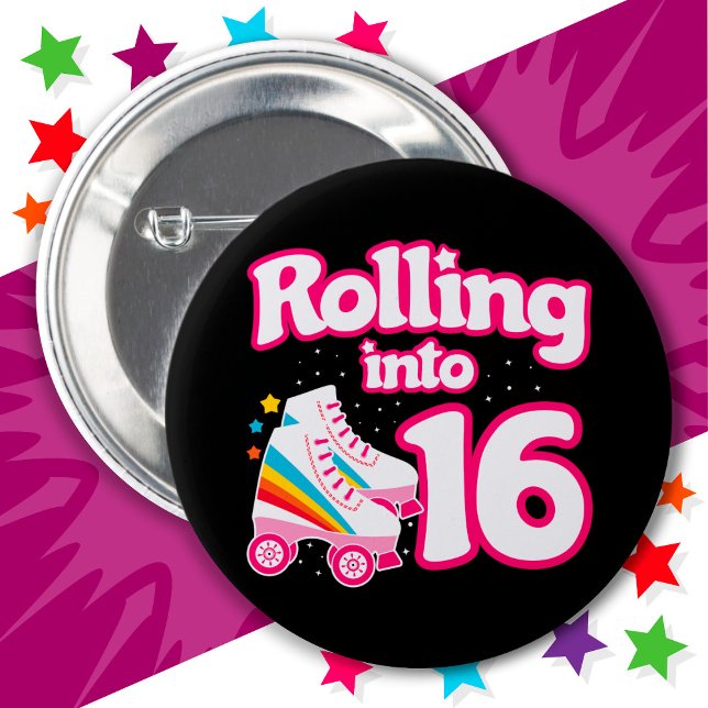 Badge Rond 5 Cm 16e anniversaire Roller Patinage 16 ans (Créateur téléchargé)