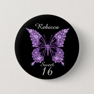 Badge Rond 5 Cm 16ème papillon d'anniversaire de bonbon