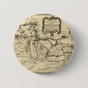 Badge Rond 5 Cm 1755 Great Lakes et nouvelle carte de la France/du