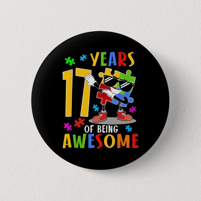 Badge Rond 5 Cm 17 Ans D'Être Un Anniversaire Magnifique Dabbing A (Devant)